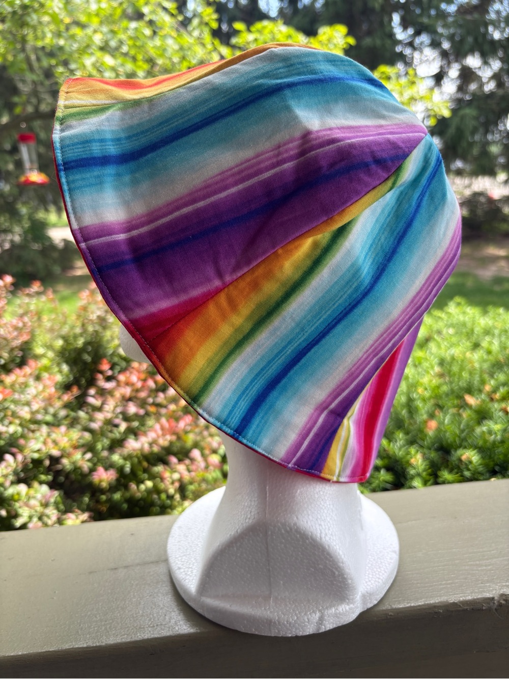 Reversible Tulip Bucket Hat - Tye Dye Rainbow Stripes